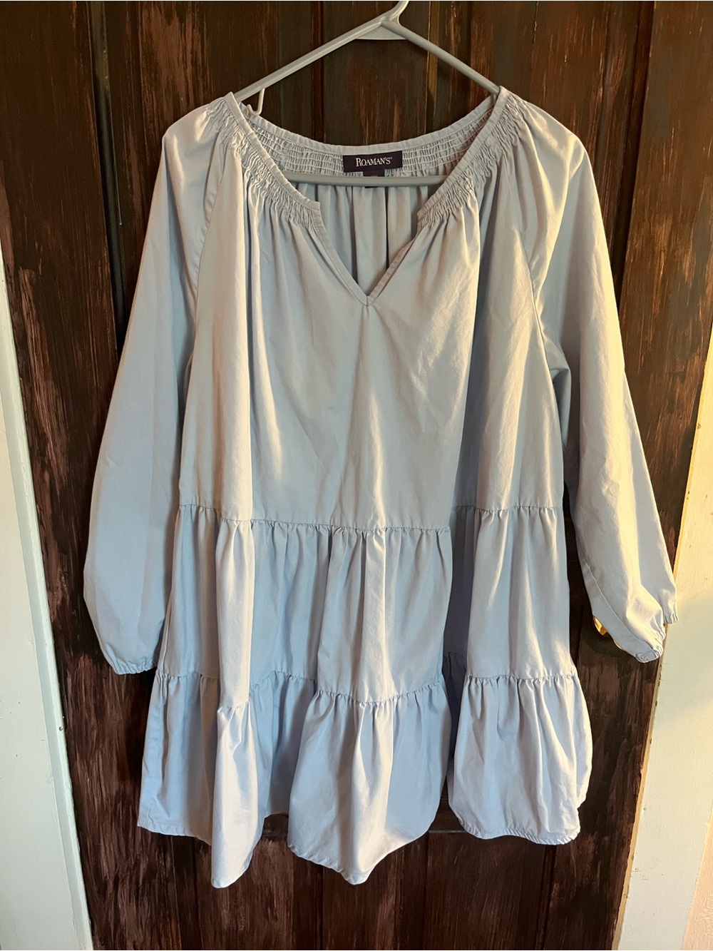 Roaman's Light Blue Tiered Peasant Tunic